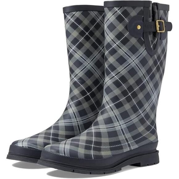 NEW Women's Unique Printed Tall 100% Waterproof Rain Boot Adjustable Strap - Picture 6 of 6